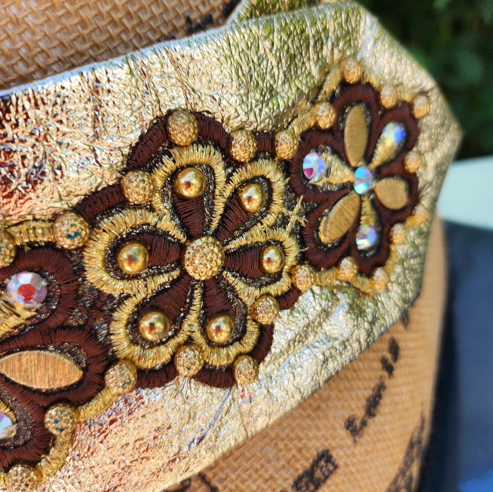 Vintage Gold Lamé‎ Appliqué Belt S - Picture 2 of 10